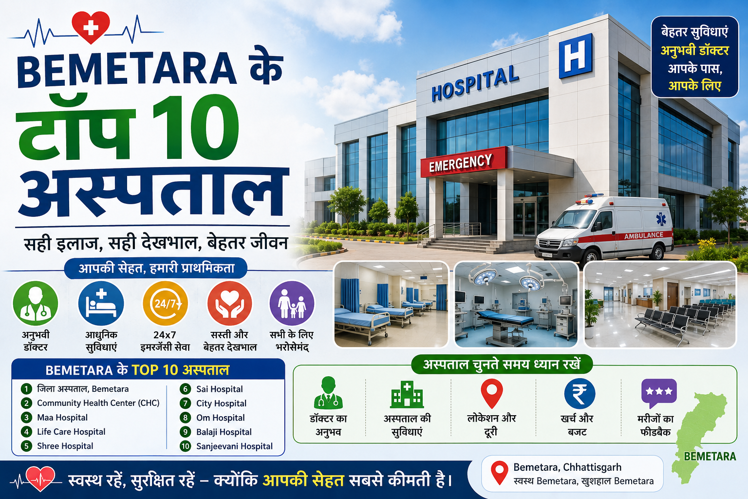 Top 10 Hospitals in Bemetara Fast Service Quality Treatment Trusted Healthcare Guide